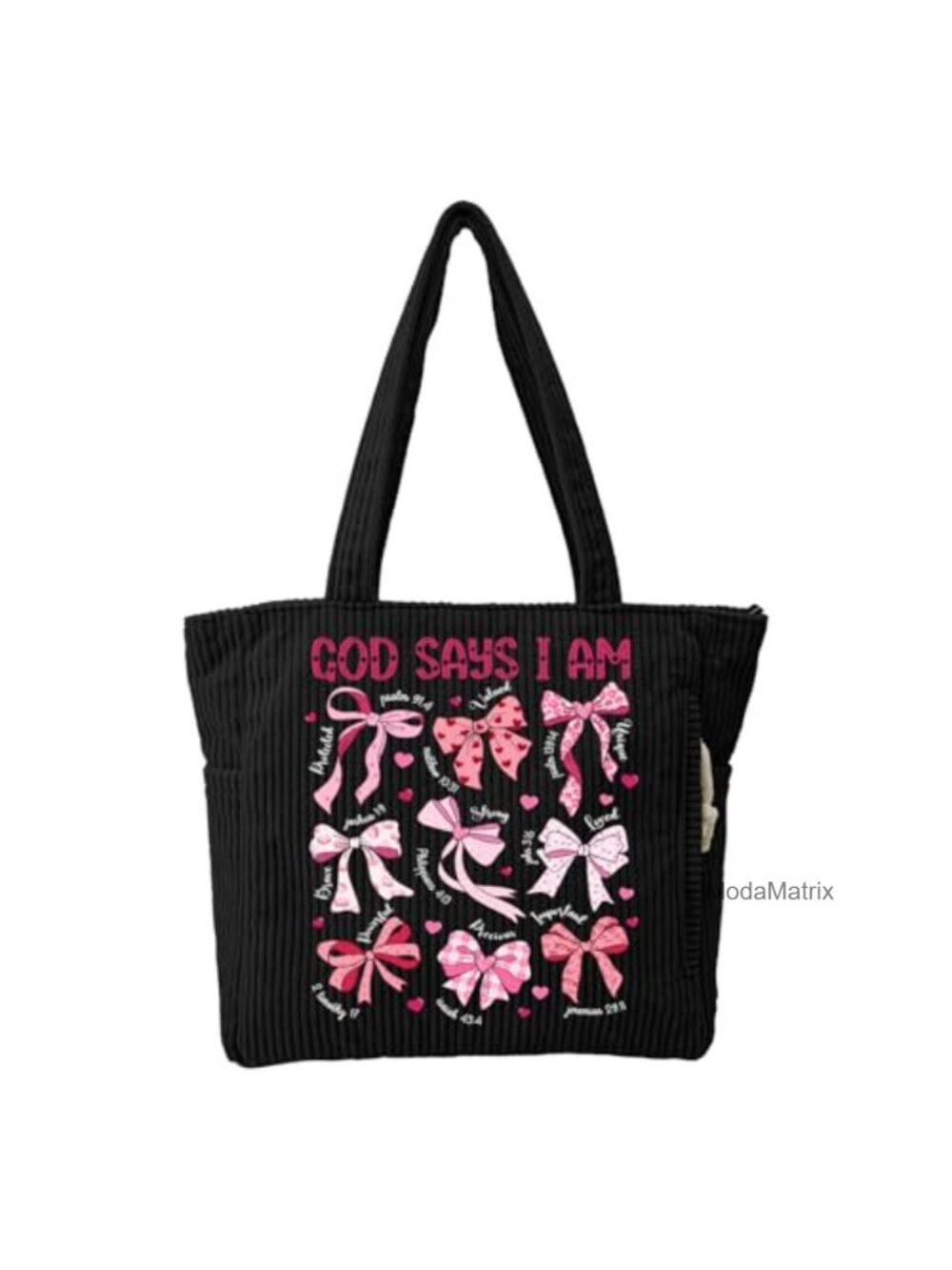 Personalized Birth Flower Corduroy Tote Bag Custom Name Large Shoulder Bag